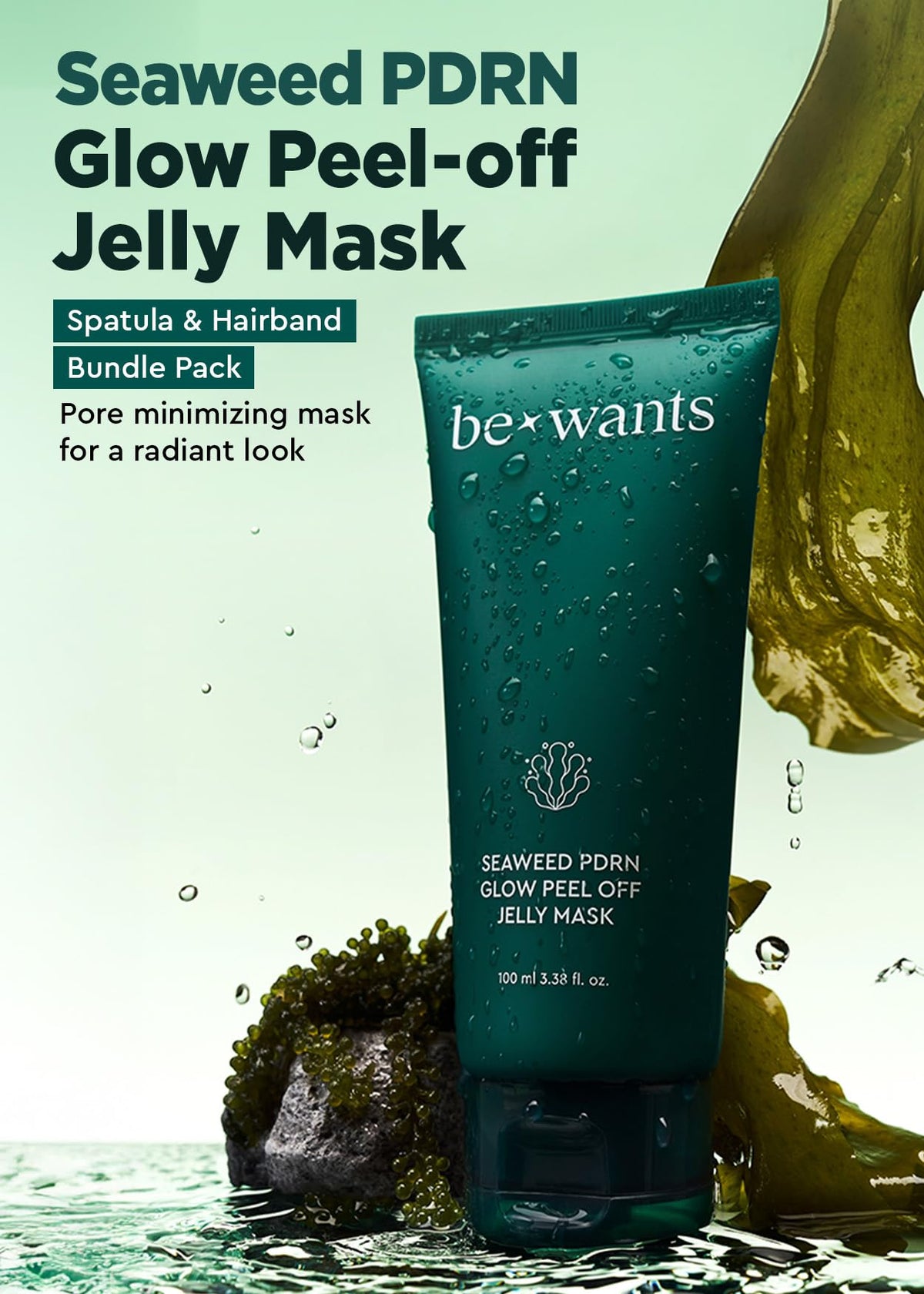 BE+WANTS spatula and headband included for tidy application and ease