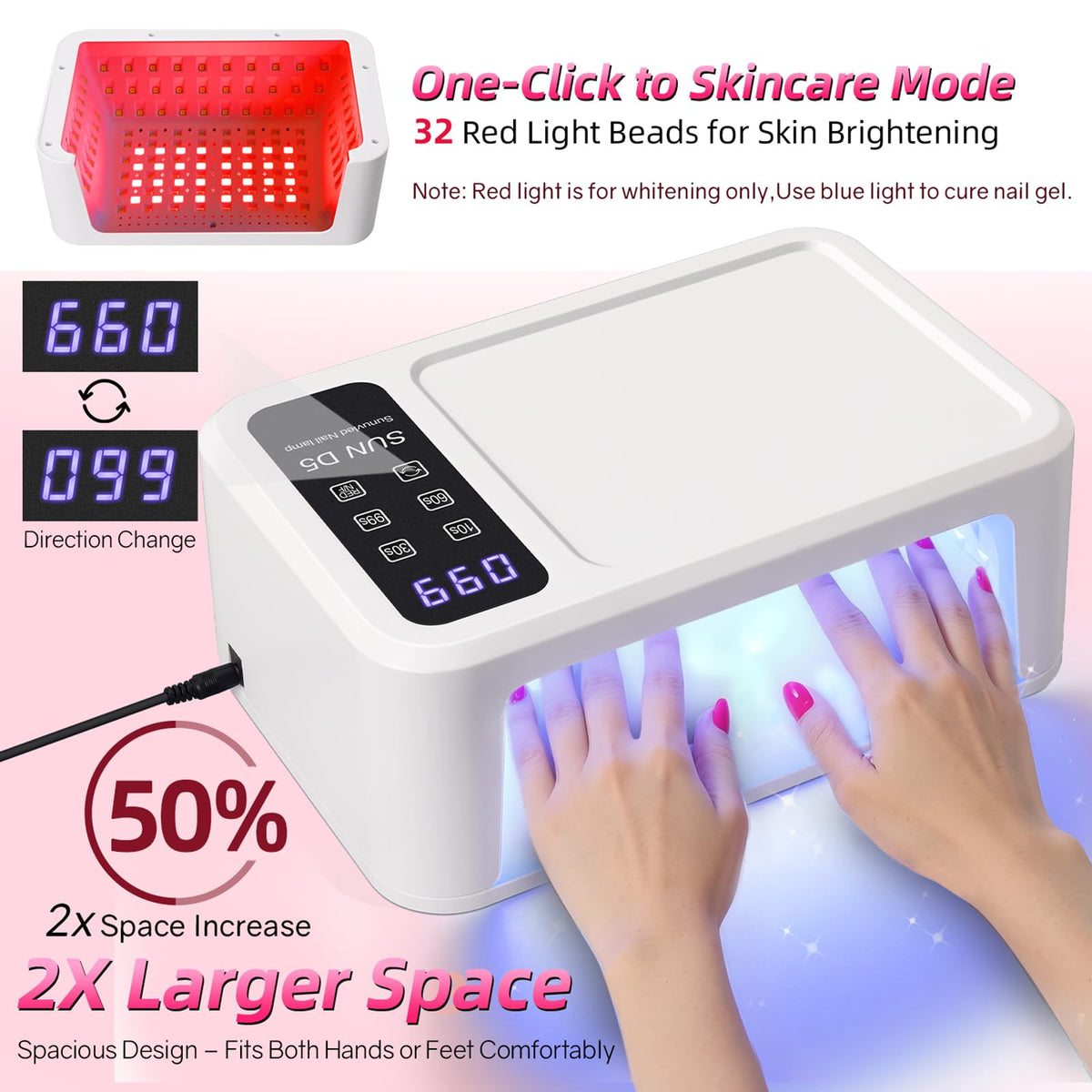 BEYEHO LED bead array detail revealing dense 140-bead layout for even curing coverage