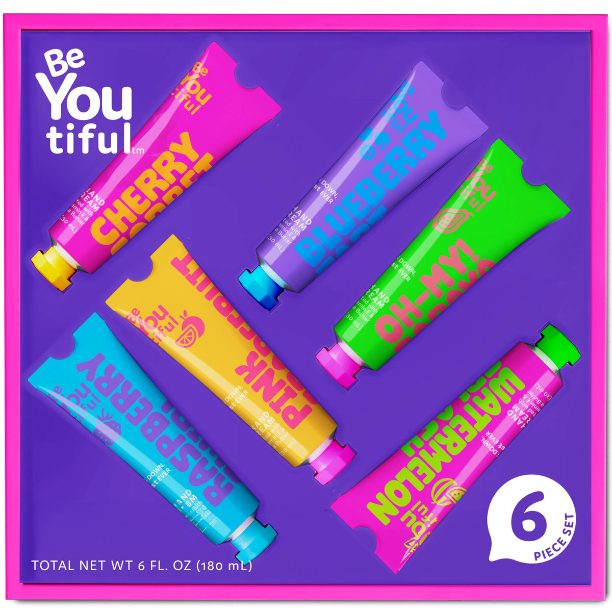 BeYoutiful front packaging showing six fruity tubes and gifting appeal