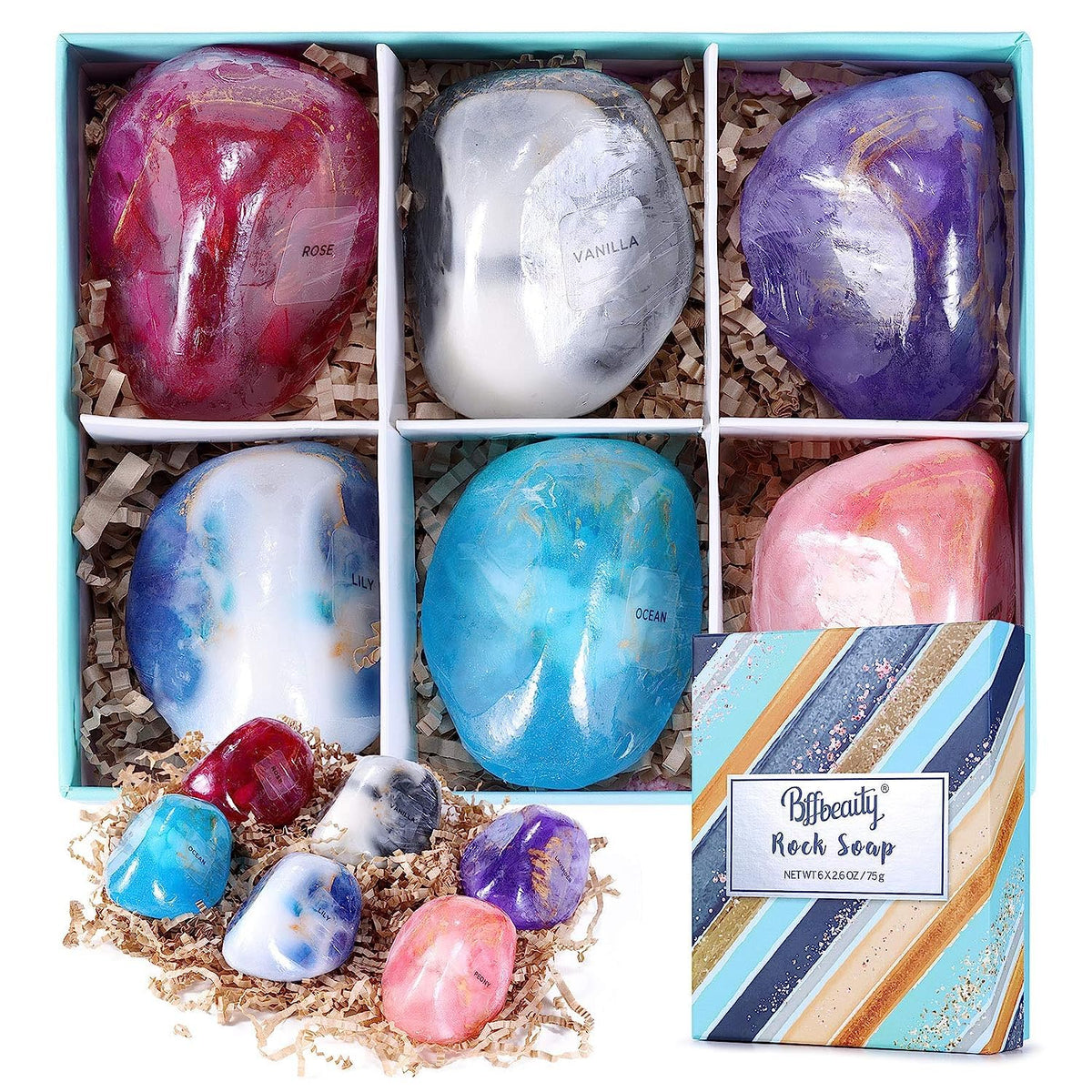 Bff Beauty Garden front packaging showing six soap bars, elegant gift-ready display and protection