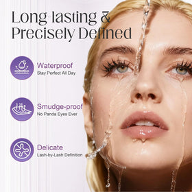 BFQ mascara on brush showing smooth formula for clump-free coating