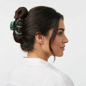 Bgffuy claw clip holding a full bun, reliable support for thick hair