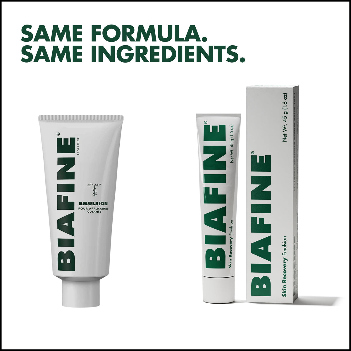 BIAFINE label close-up listing key ingredients and barrier-support benefits