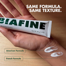 BIAFINE 1.6 oz tube beside a ruler showing travel-friendly compact size