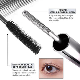 Close-up of Biewals curved metal wand showing bristle design for precise curl and separation