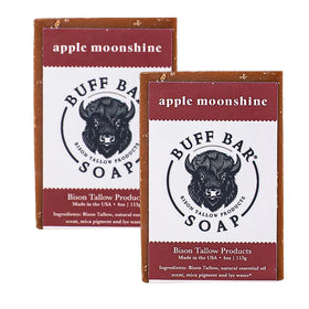 Big Crazy Buffalo front packaging showing two Apple Moonshine bars and scent profile benefits