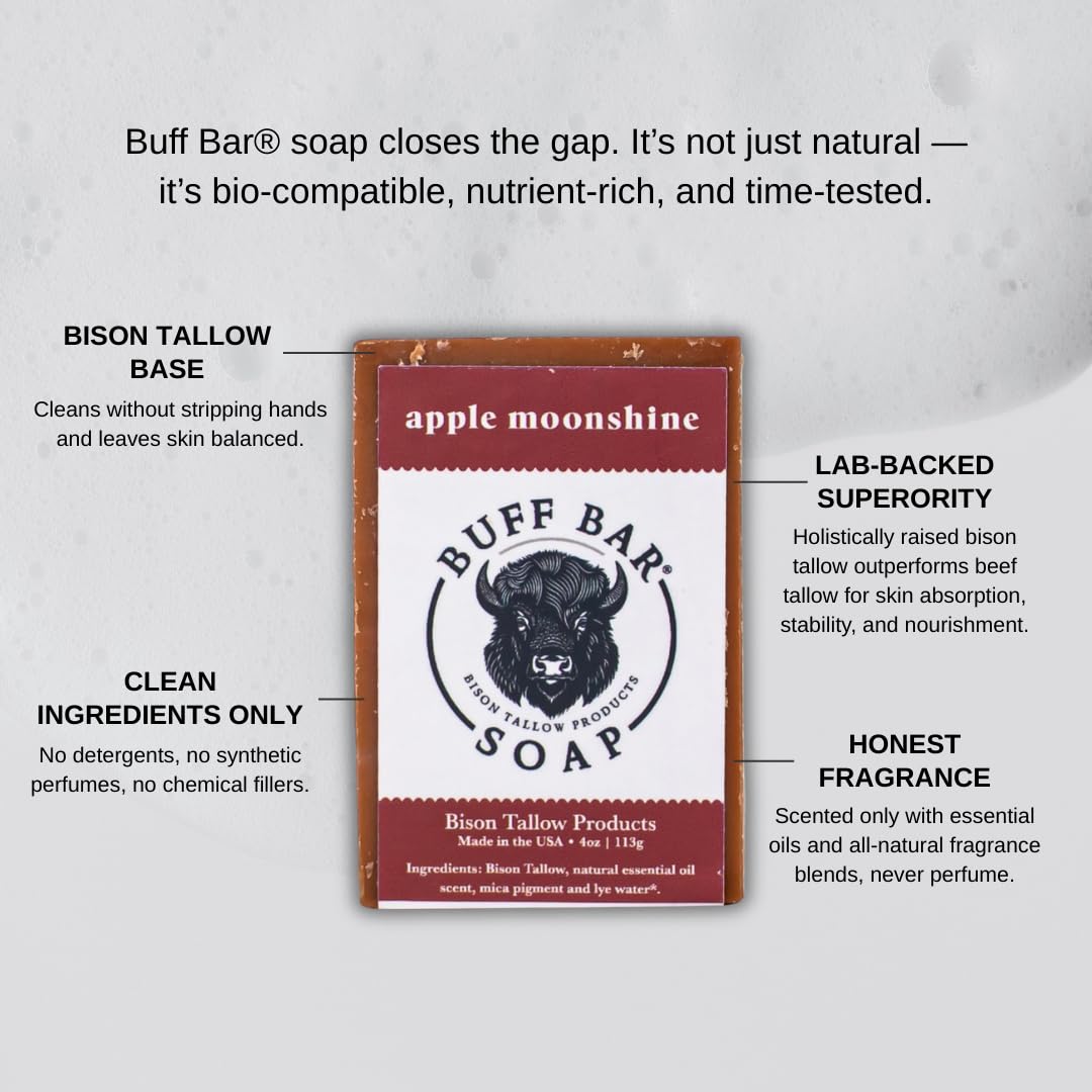 Big Crazy Buffalo soap cut section showing natural ingredients and dense moisturizing core