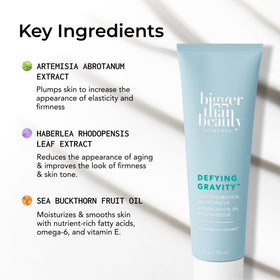Bigger Than Beauty tube beside common items to show compact size and portability