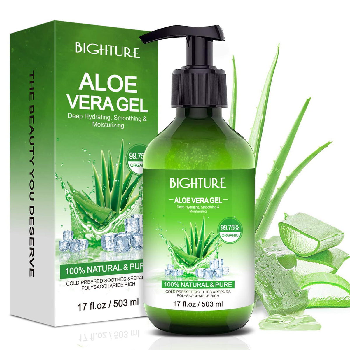 BIGHTURE front packaging showing clean label and bottle — clear pure aloe