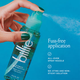 Close-up mist texture from Billie showing lightweight fast-absorbing finish