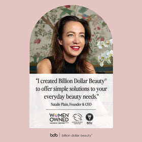 Billion Dollar Beauty sticks next to coin showing compact size and travel-ready convenience