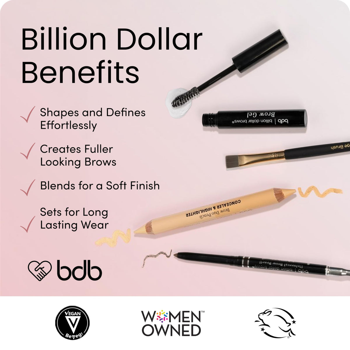 billion dollar brows clear gel wand holding formula for long-lasting hold