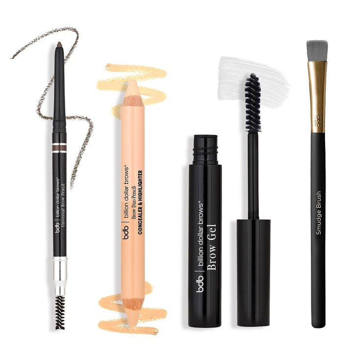billion dollar brows front packaging showing kit contents and benefits