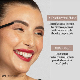 billion dollar brows in hand scale illustrating compact size and easy travel convenience