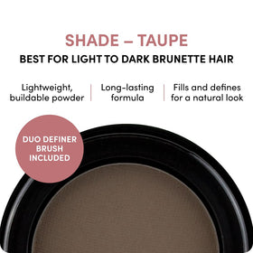 billion dollar brows open powder pan in taupe showing smooth pressed surface and usability