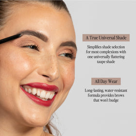 billion dollar brows texture swatch on skin demonstrating matte, water-resistant finish