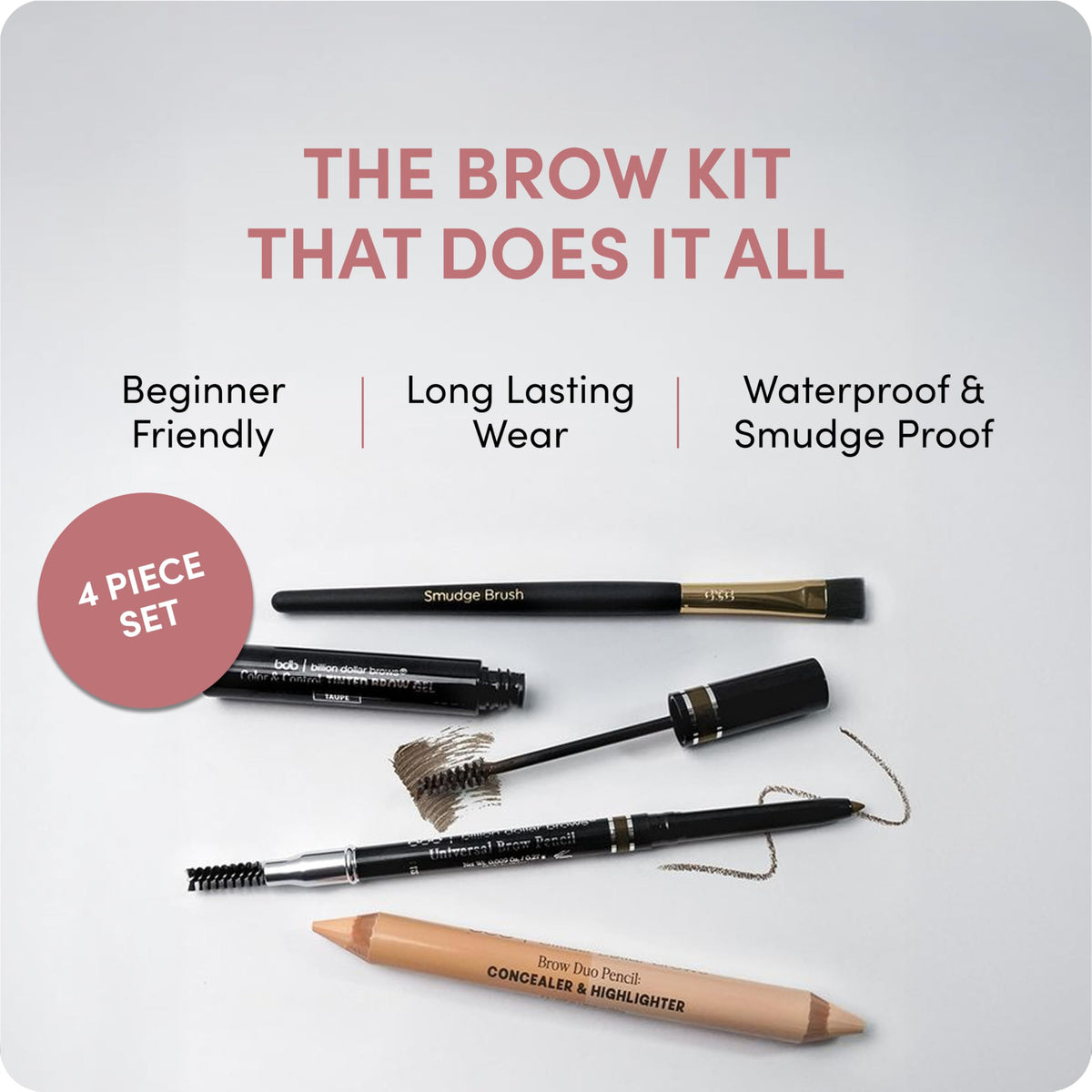 billion dollar brows tools laid out flatlay for easy starter routine