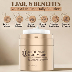 BILLIONAIRE BEAUTY LABS peptide complex illustration supporting collagen