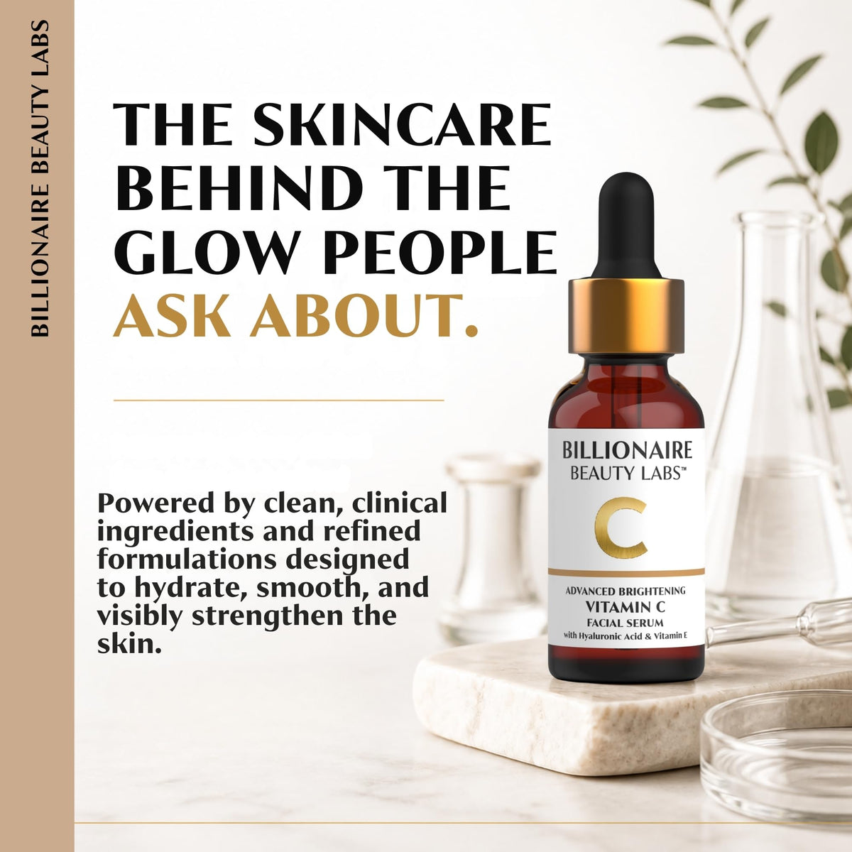 Billionaire Beauty Labs jar with botanicals emphasizing natural extracts benefit