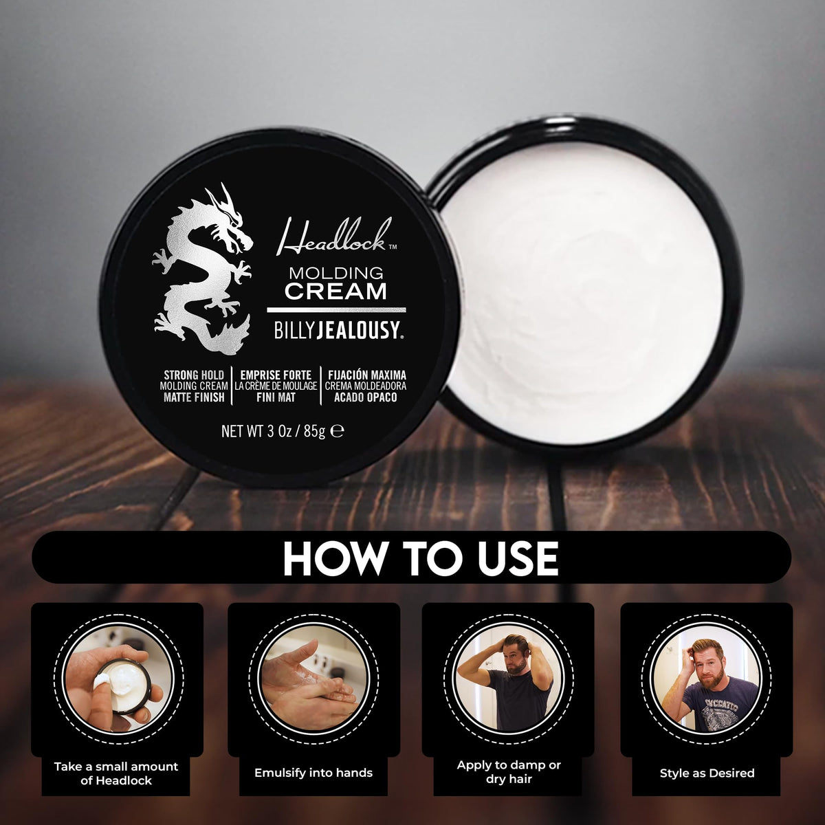 Billy Jealousy applying product to hands demonstrating control and quick absorption benefit