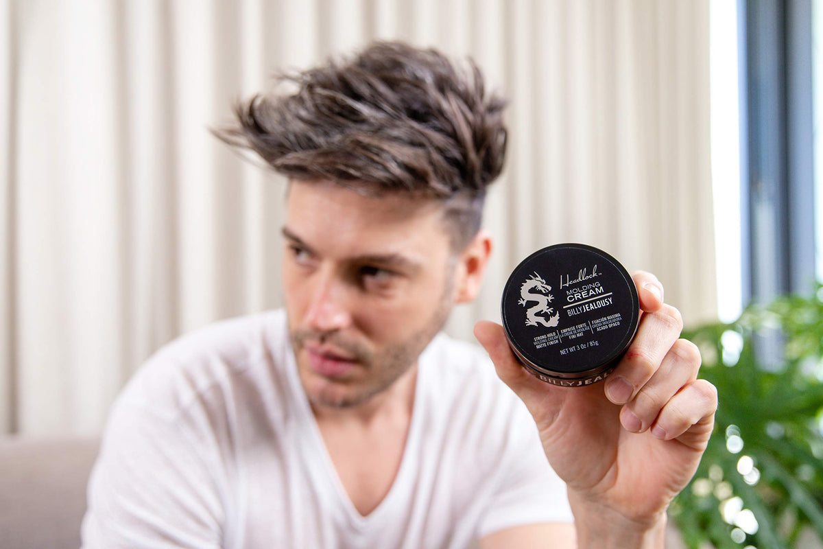 Billy Jealousy comb styling on longer hair detail showing definition and flexible hold benefit