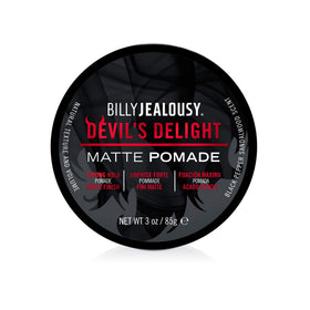 Billy Jealousy front jar showing product branding and matte finish benefit