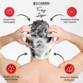 Billy Jealousy label close-up showing ingredient highlights and DHT-supporting agents