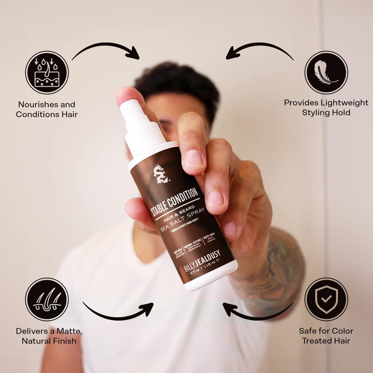 Billy Jealousy label detail highlighting ingredients and vanilla white musk scent