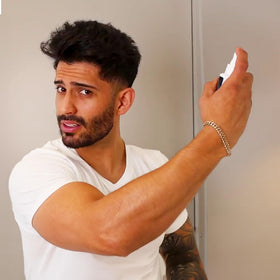Styled hair with matte finish achieved using Billy Jealousy spray