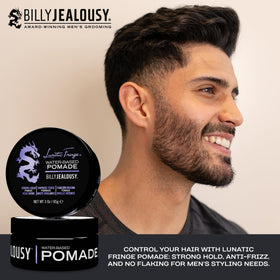 Billy Jealousy pomade in hand being spread for easy, controlled application