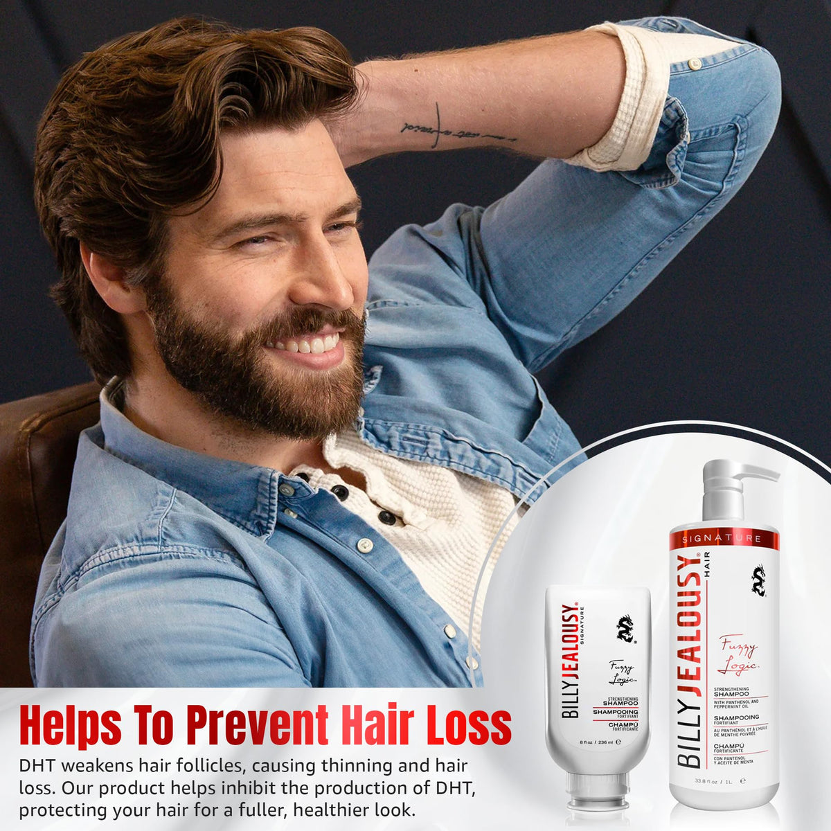 Billy Jealousy pouring into hand showing smooth application and scalp refresh