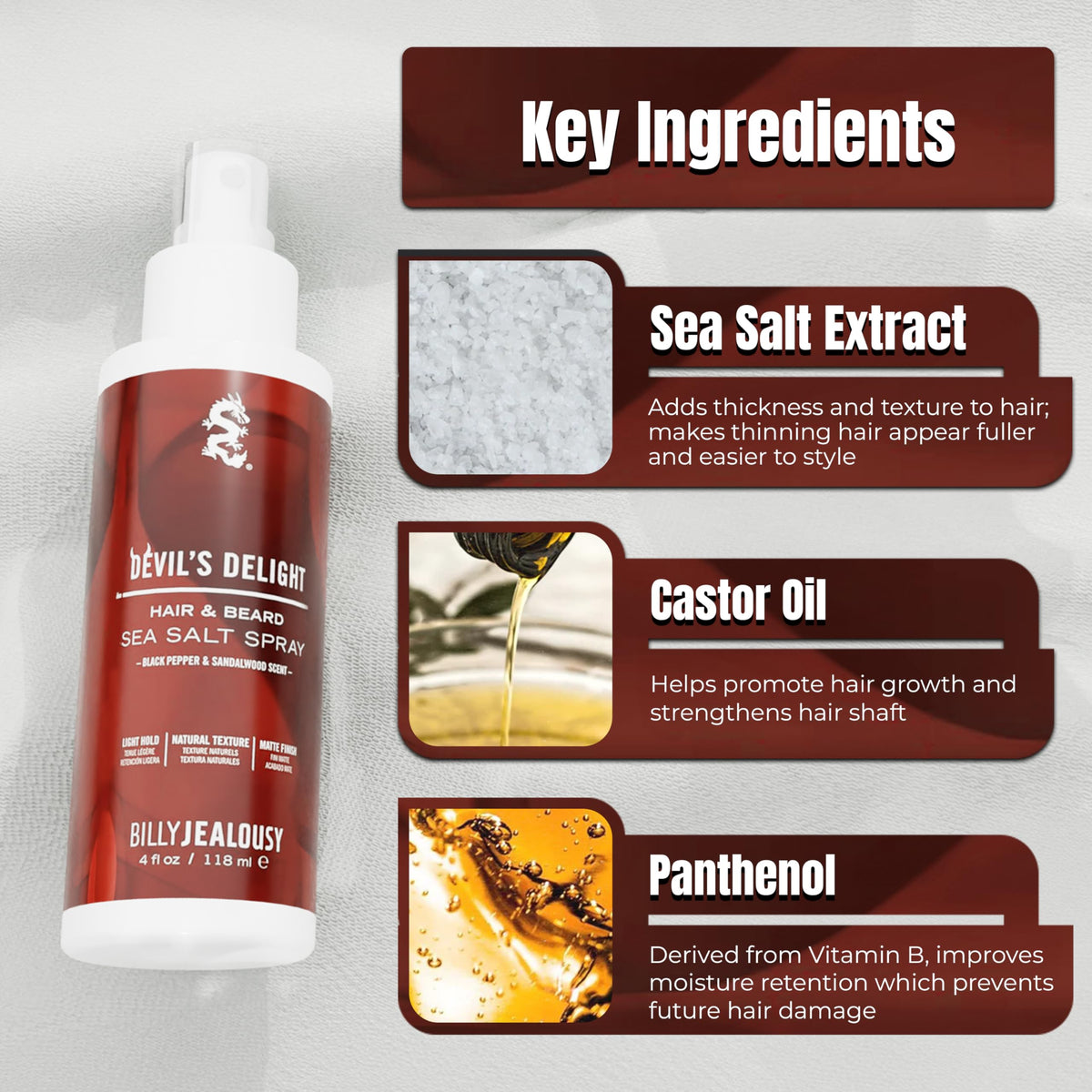 Billy Jealousy spray action on hair delivering instant texture and lift