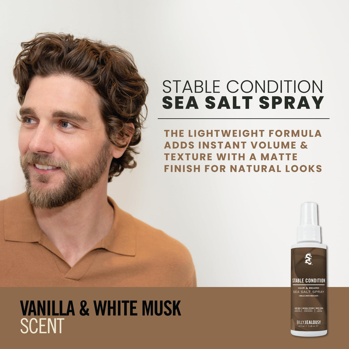 Billy Jealousy fine mist spray in action delivering even texture and lightweight hold