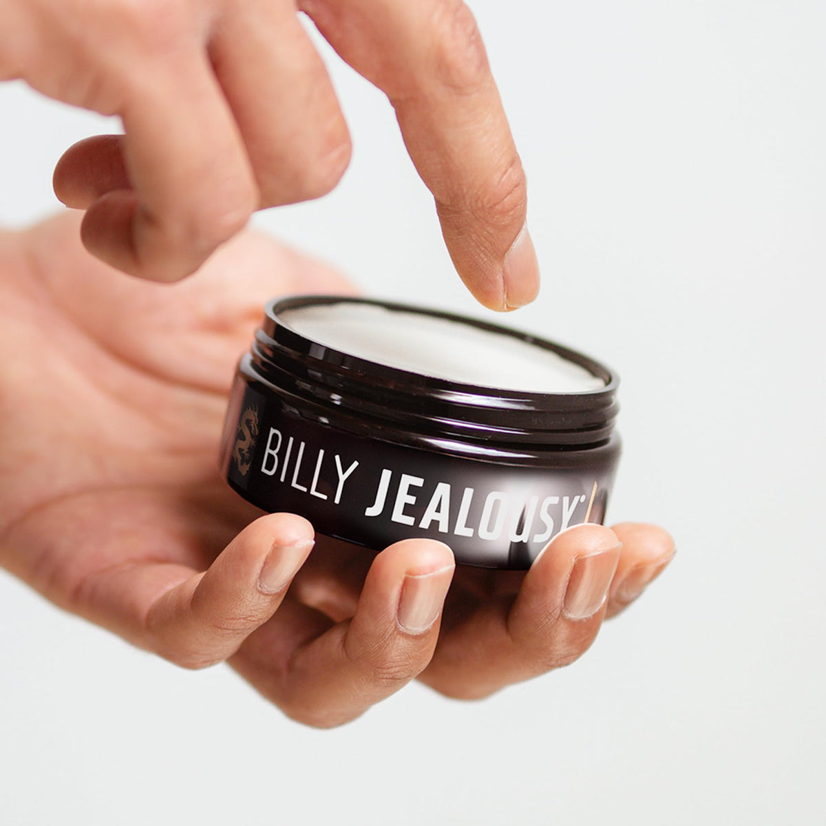 Billy Jealousy styled hair side profile illustrating matte finish and natural movement