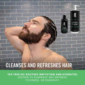 Billy Jealousy tea tree peppermint rosemary trio displayed to show natural energizing benefits