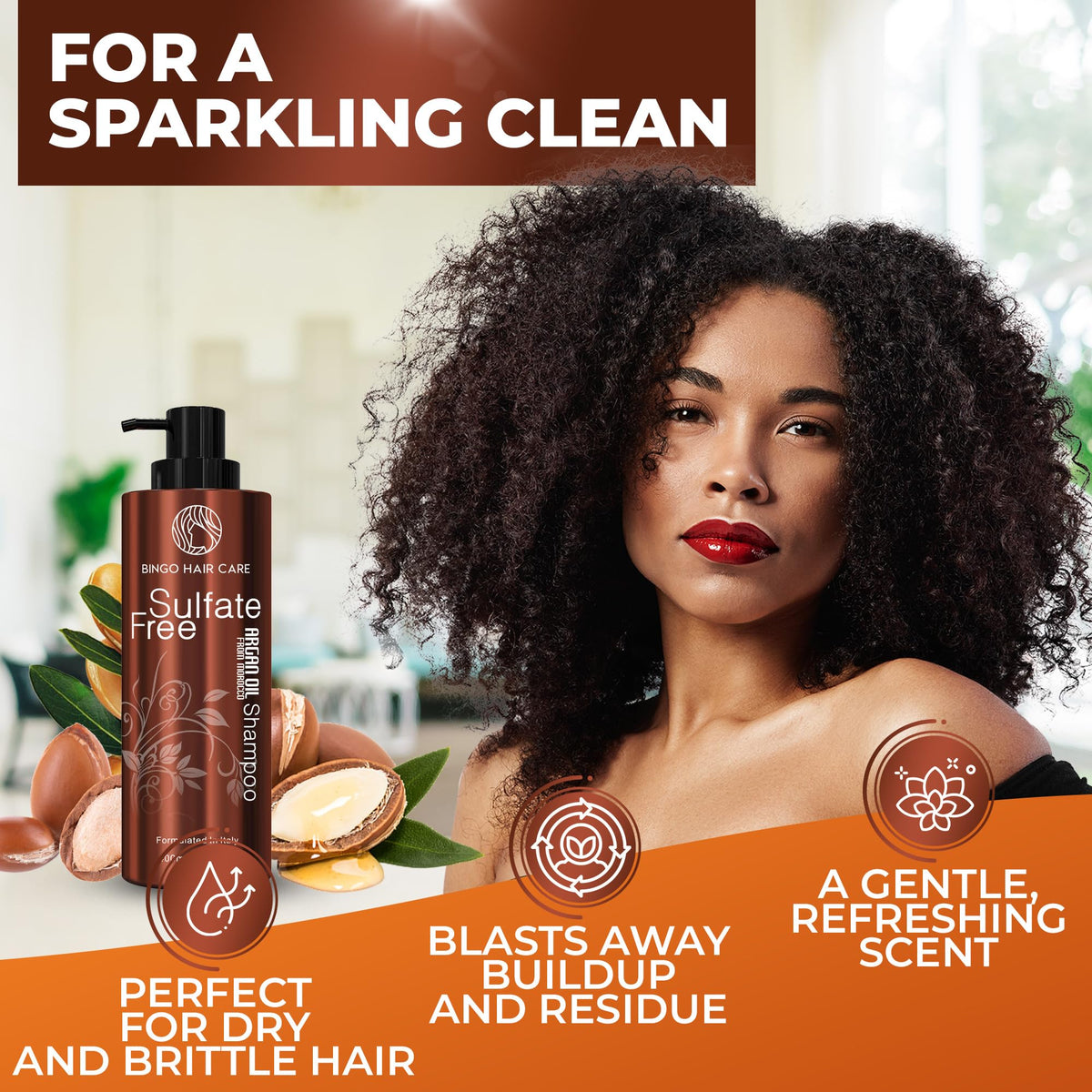 BINGO HAIR CARE before and after smoothing frizz and adding shine