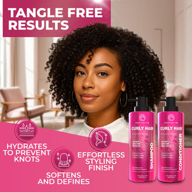 BINGO HAIR CARE styled curly hair after using set showing definition and bounce