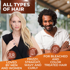 BINGO HAIR CARE styled hair on bathroom shelf showing hydrated, glossy finish