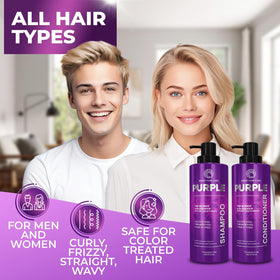 BINGO HAIR CARE size comparison by hand and towel illustrating 14 fl oz bottles scale