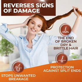 BINGO HAIR CARE model with shiny hair demonstrating frizz control