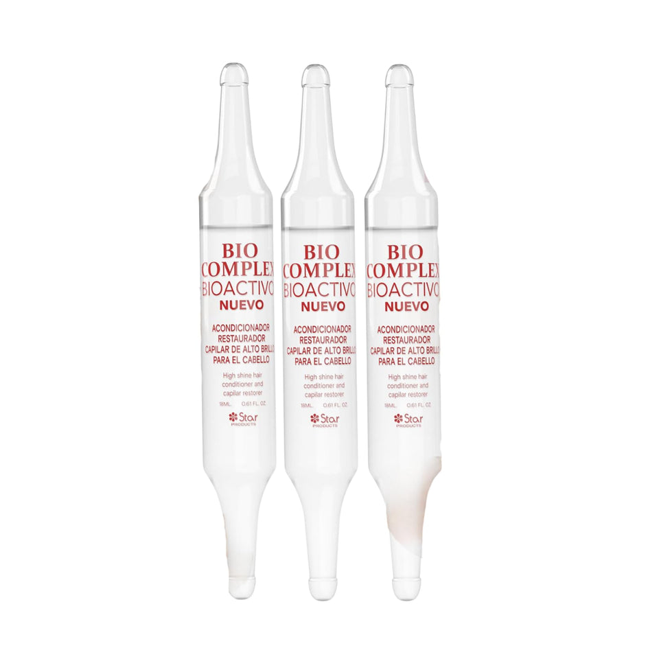 Bio Complex front packaging showing three ampoules and glossy finish benefit