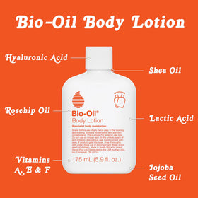Bio-Oil bottle being shaken to show activation of the high-oil lightweight formula