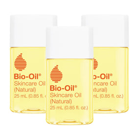 Bio-Oil front packaging showing three 0.85 oz bottles for convenient storage and travel