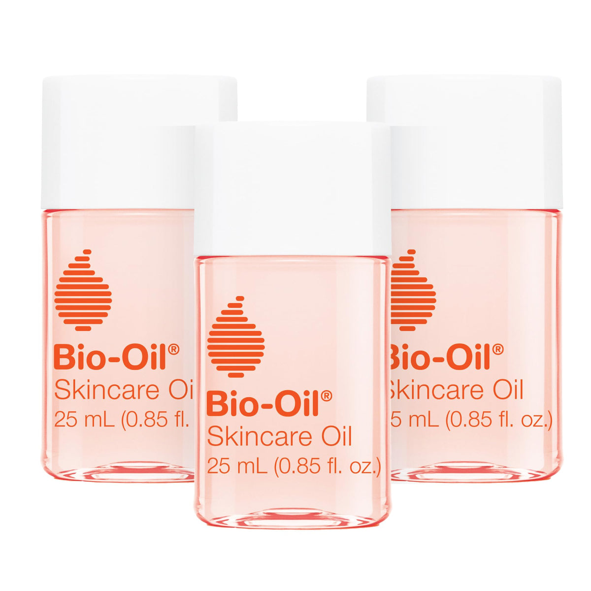 Bio-Oil front packaging showing travel-size bottles and clear benefits