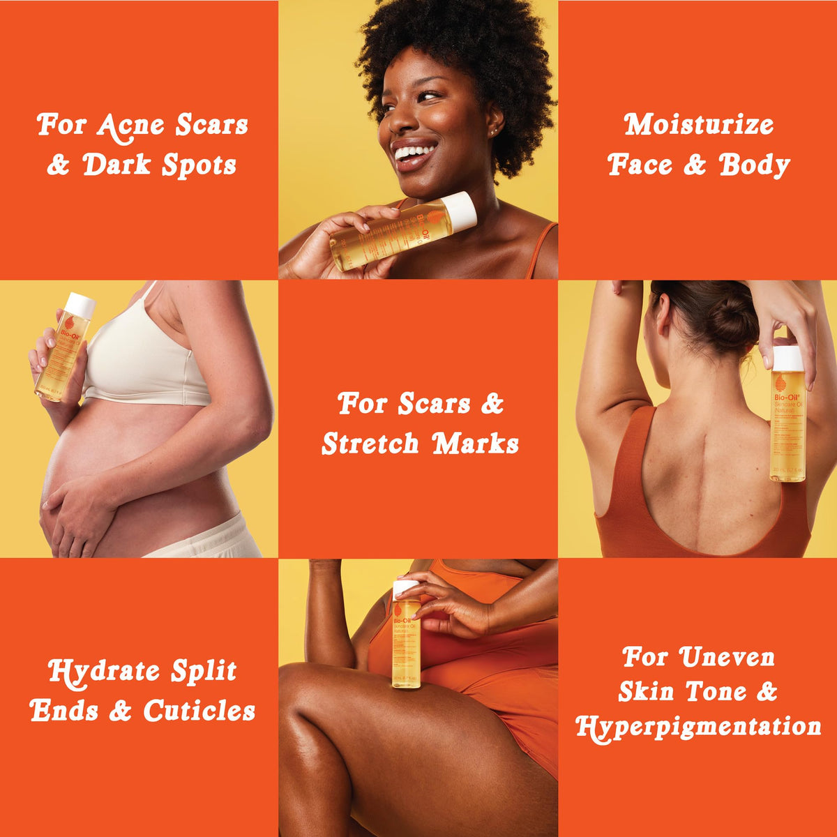 Bio-Oil smoothed into hair ends to show conditioning and reduced dryness benefits