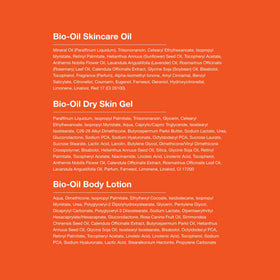 Bio-Oil ingredient label detail highlighting nourishing oil blend