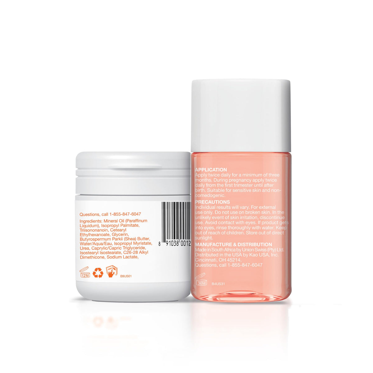 Bio-Oil travel set staged in a bag and vanity for easy routine on the go