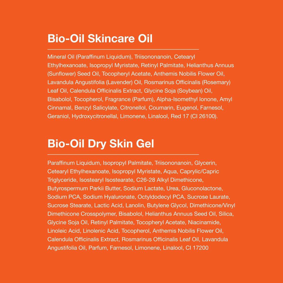 Bio-Oil packaging label detail showing ingredients and cruelty-free icons benefit