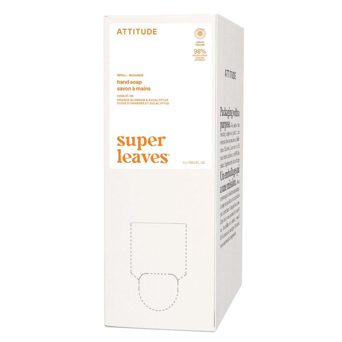BIO SPECTRA ATTITUDE front label on refill bottle showing scent and EWG verification benefit