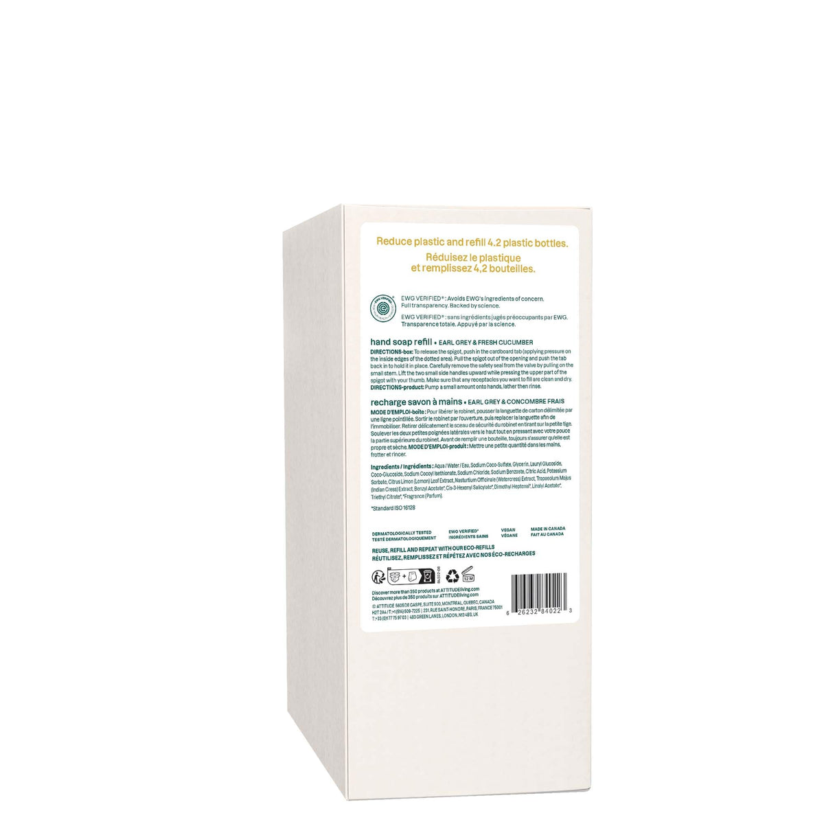 BIO SPECTRA ATTITUDE refill setup with recycling bin emphasizing reduced waste